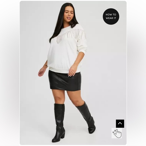 Drop Shoulder Rhinestone Fringe Sweatshirt - Picture 2 of 6